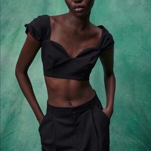 Zara Elegant Black Crop Top